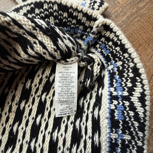 Women's LL Bean Nordic fair isle Sz Small snowflake sweater metal button Cotton - Picture 7 of 9
